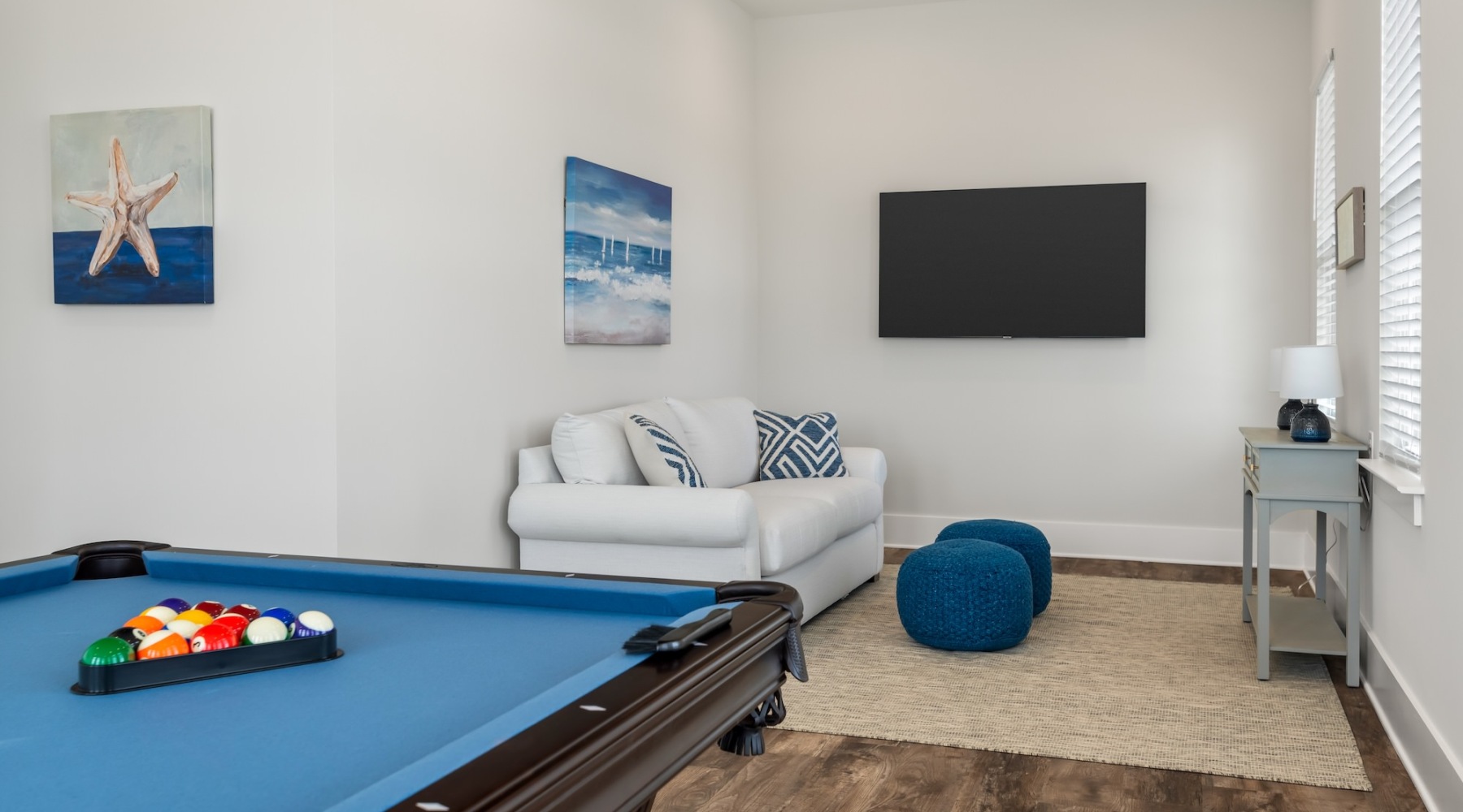 a pool table in a room